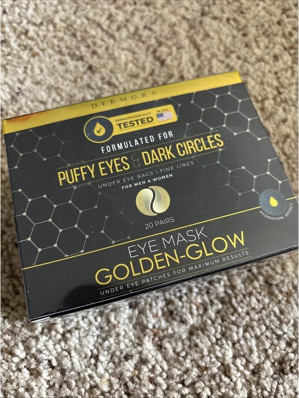 Dermora Eye Mask Golden-Glow Formulated For Dark Circles & Puffy Eyes 20 Pairs
